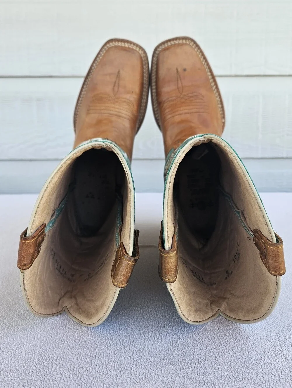 Circle G by Corral Honey Turquoise Flower Western Boot Girl Youth SZ 4 Leather